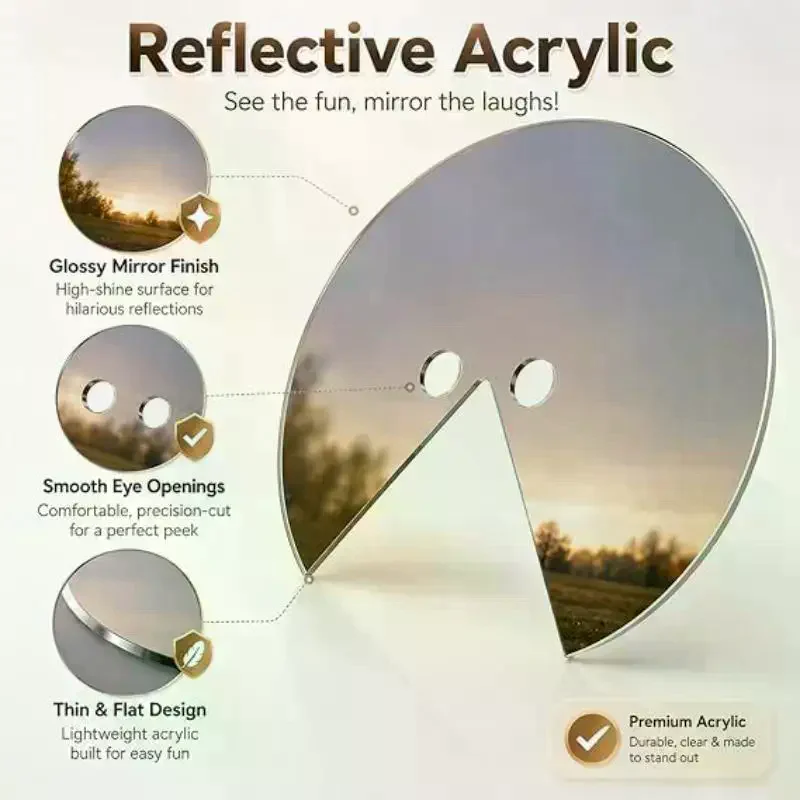 /GJ/Face Mask With Hilarious Mirror Effect Lightweight Design Perfect For Prank Party Gag Gift For Prank Lovers Mirror