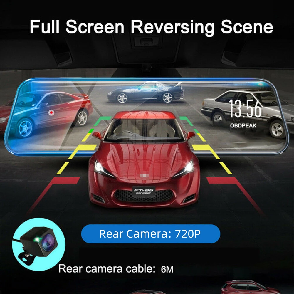 High-definition Car DVR 1080P  Front Rear Dual Dash Cam 10-Inch Touch Screen Video Recorder Loop Recording G-Sensor Affordable