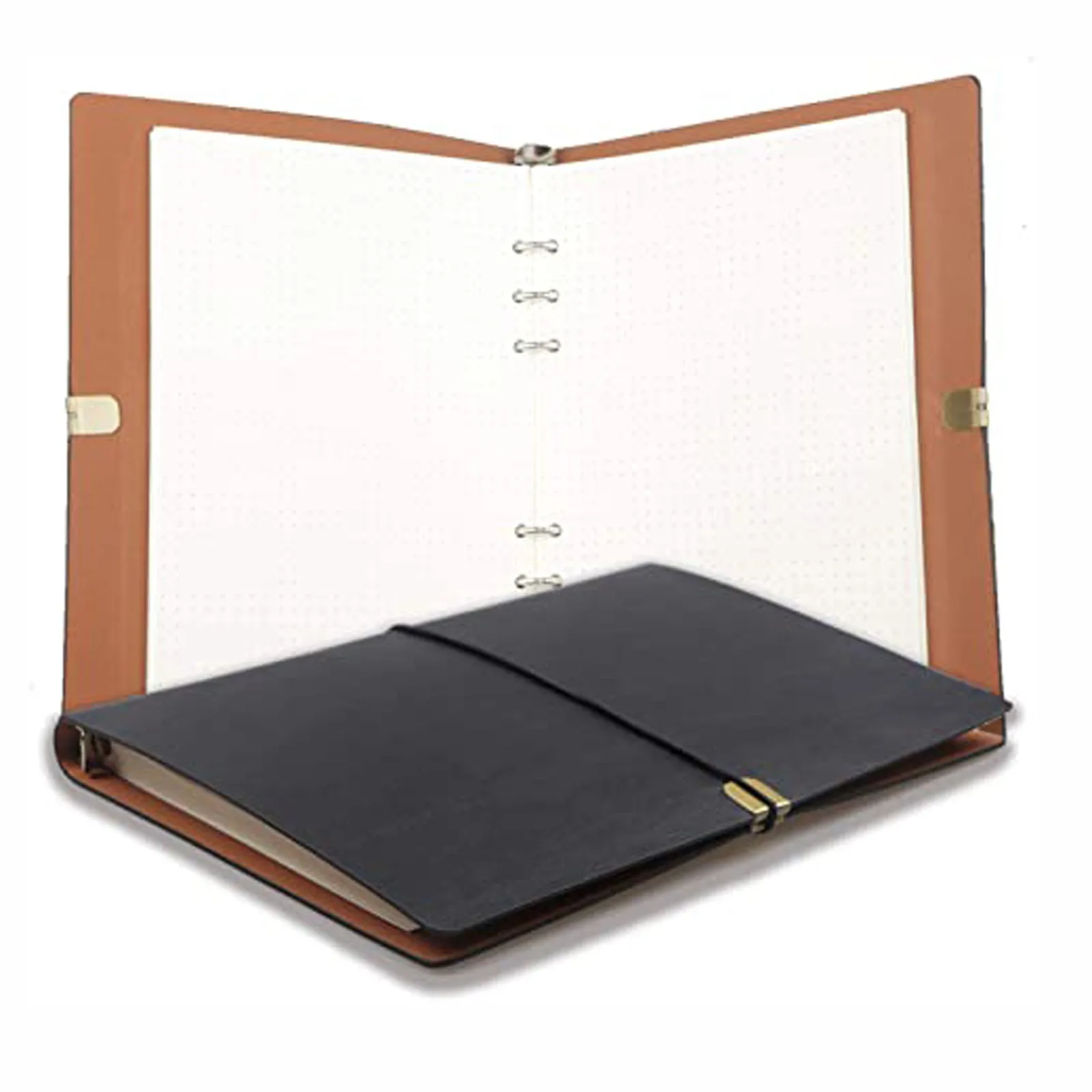 Refillable A5 Leather Binder Journal, 6 Ring Binder Organizer with Pockets, Hand-Crafted Genuine Leather Folio, 6.6x9.13 inches