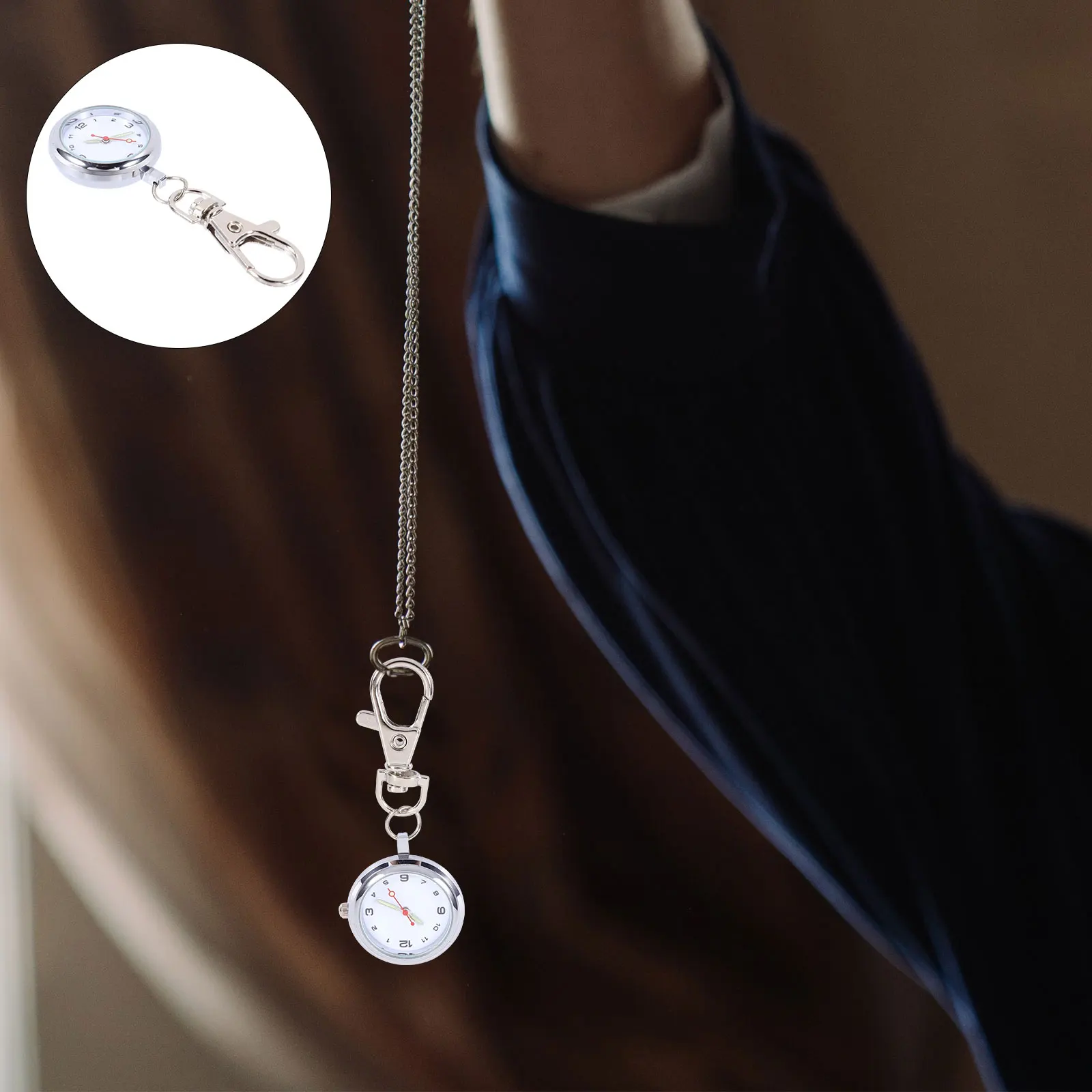 

Pocket Watch Keychain Vintage Alloy Nurse Watch Large Dial Timing Key Ring Pendant Car Key Accessory Easy Carry