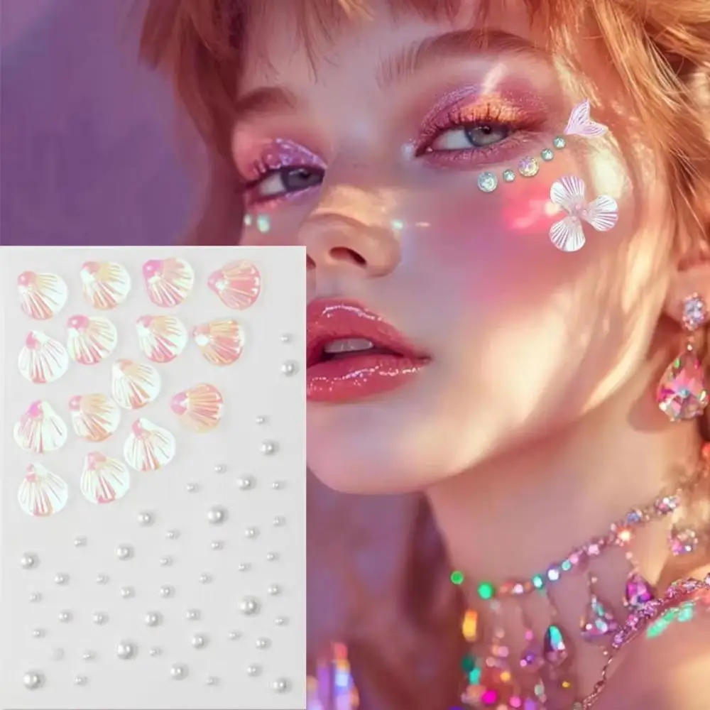 1Pcs 3D Acrylic Diamond Stickers Butterfly Crystal Patch Face Paste Stage Makeup Rhinestones Jewelry Mermaid Pearl Tattoo Tools
