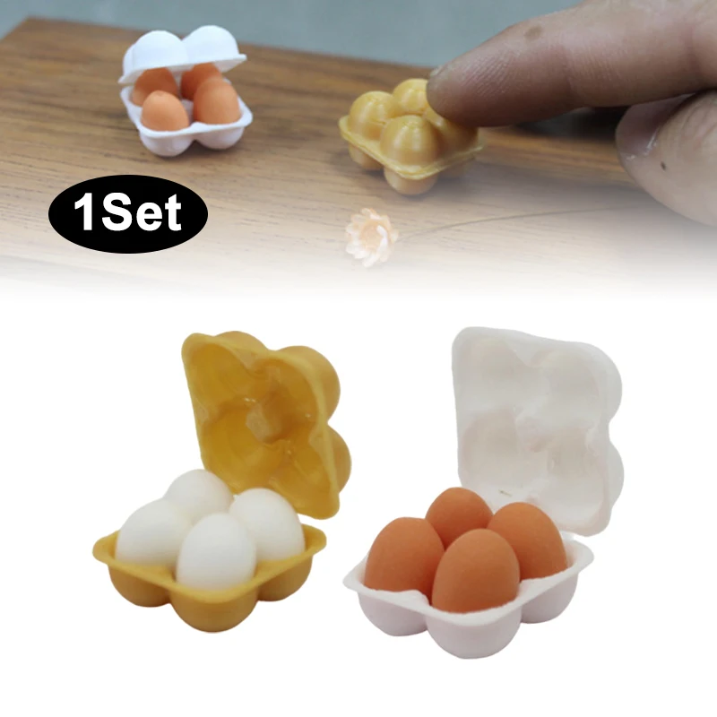 

1:12 Dollhouse Miniature Egg Tray Egg Box Simulation Eggs Dollhouse Kitchen Food Decoration Toy Life Scene Accessories
