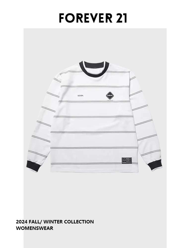 

Forever 2 Women's Long Sve round Ne Striped T-irt Autumn Faion Versatile Casual Comfortable Breathable Slim Fit