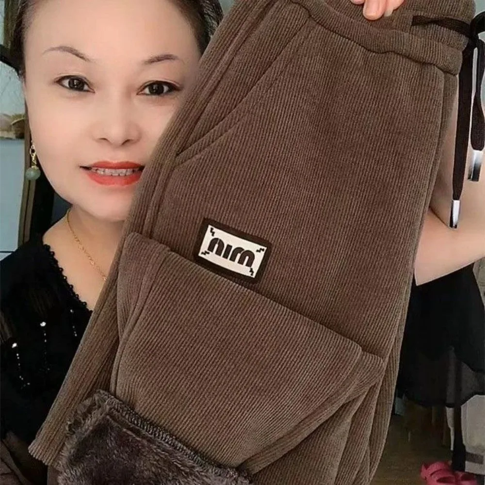 

Женские зимние брюки-шерпа, шаровары-джоггеры с высокой талией на флисовой подкладке |