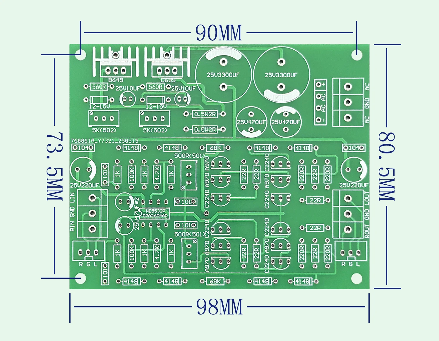 مرجع خط مالان محسّن OPA2604AP عازلة لوحة تضخيم الإشارة قبل المرحلة اللوحة النهائية