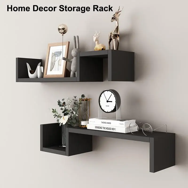 Wall-mounted Shelves For Living Room And Bedroom, Featuring Simple, Freely Combinable, And Creative Grid Designs