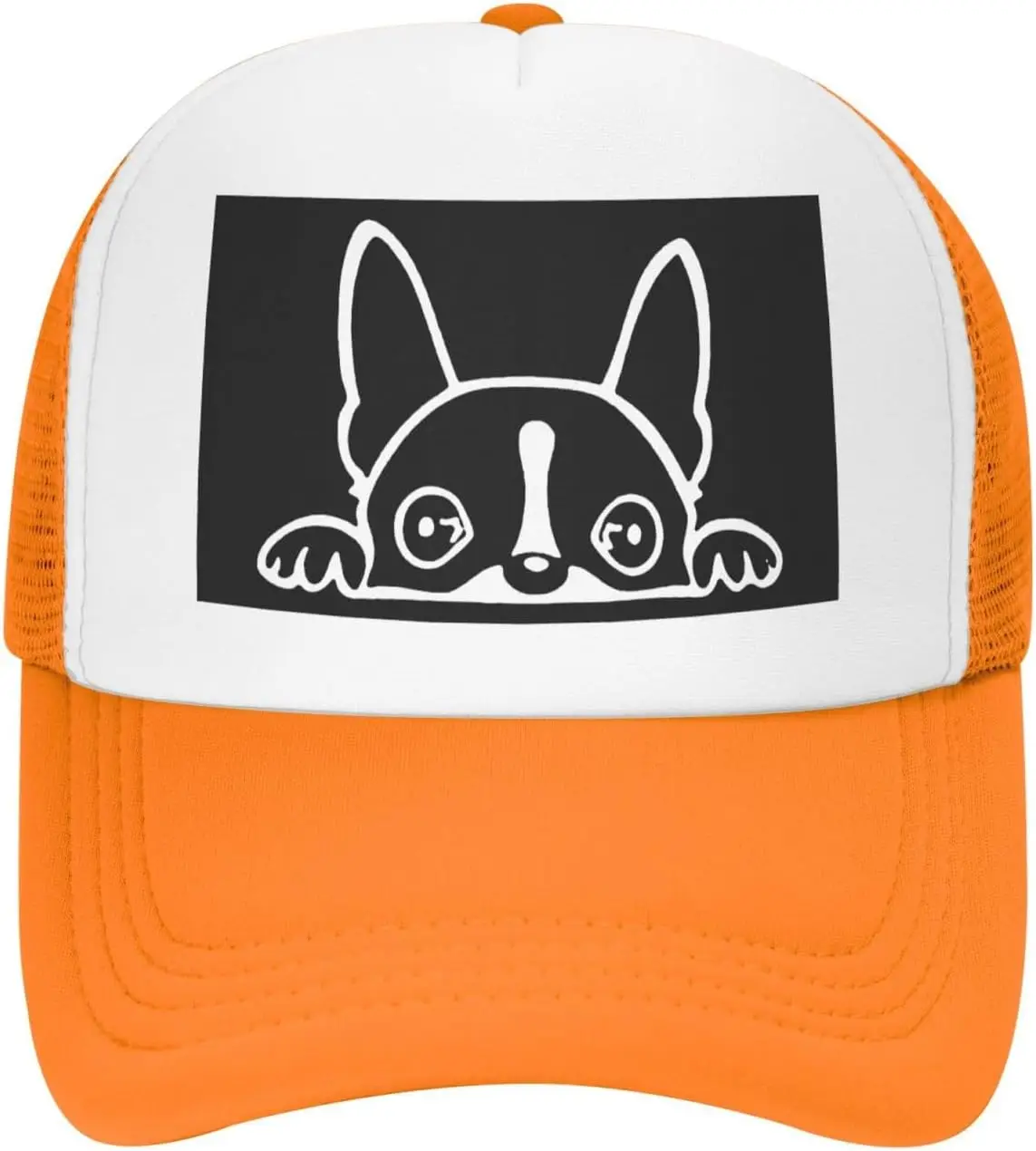 Boston Terrier Peeking Graphic Trucker Hat Breathable Mesh Baseball Cap for Unisex
