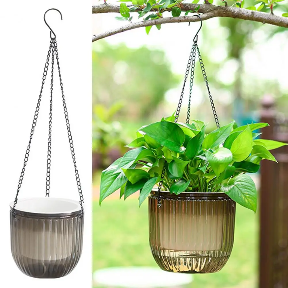 Plant Pot with Water Reservoir Indoor Self-watering Flower Pot Self-watering Hanging Planter Pot Basket with Drainage for Indoor