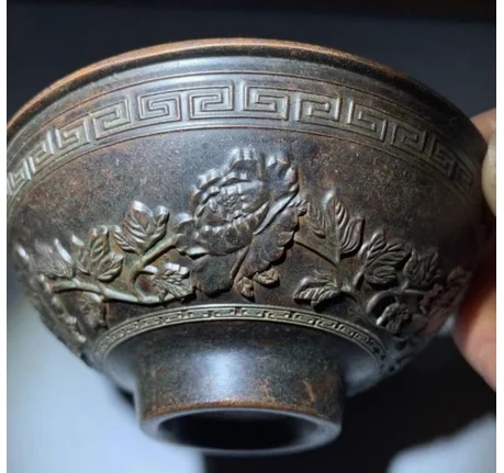 

Brass Golden Rooster Creative Office Study Desk Small Ornament Copper fish every year, old bowl w blooming flowers