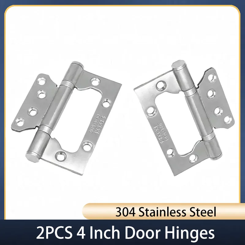 

2PCS Stainless Steel Door Hinges 4 Inch Invisible Mute Thickened Bearings Hardware Hinge Accessories for Wooden Doors Tools