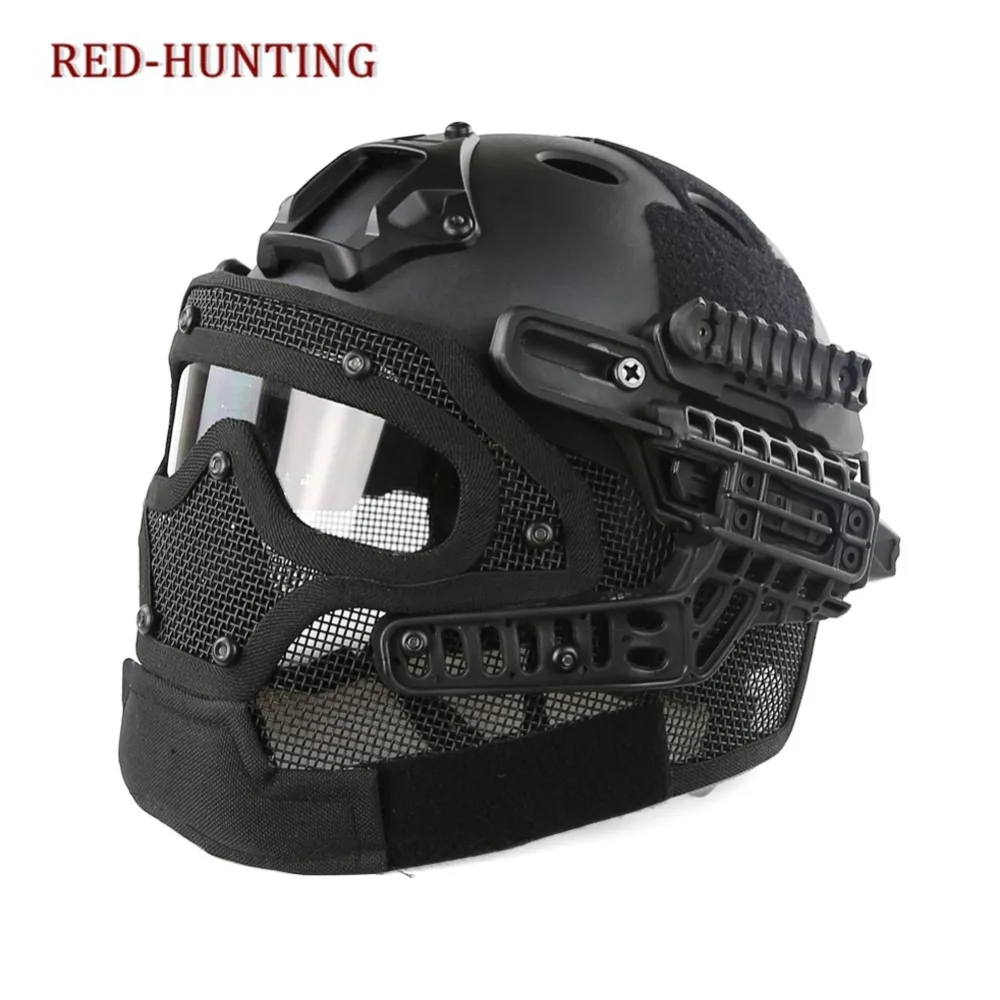 

Full Cover Tactical Helmet Hunting Helmet G4 System Helmet Full Face Mask Protective Helmet Airsoft Paintball CS War Game