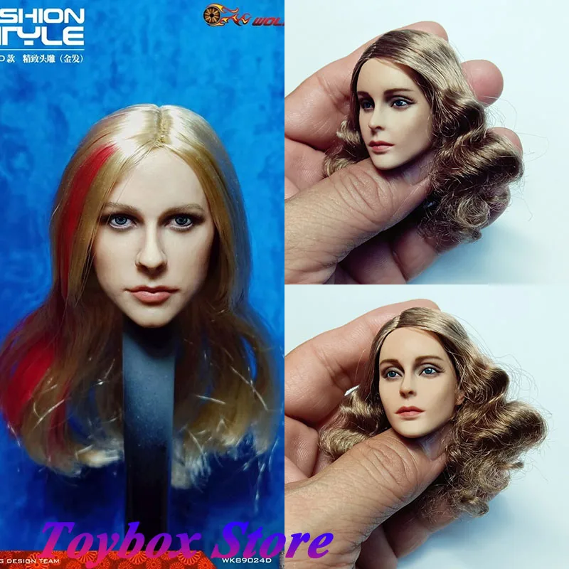 WOLFKING WK89024 1/6 Western Female Star Singer Beauty Head Sculpt Long Curl Hair Design Model Toys For 12