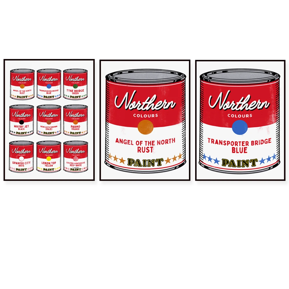 （Unframe 3PCS）-Andy Warhol prints, Spanish cities white, northern colors, travel posters and prints living room abstract wall