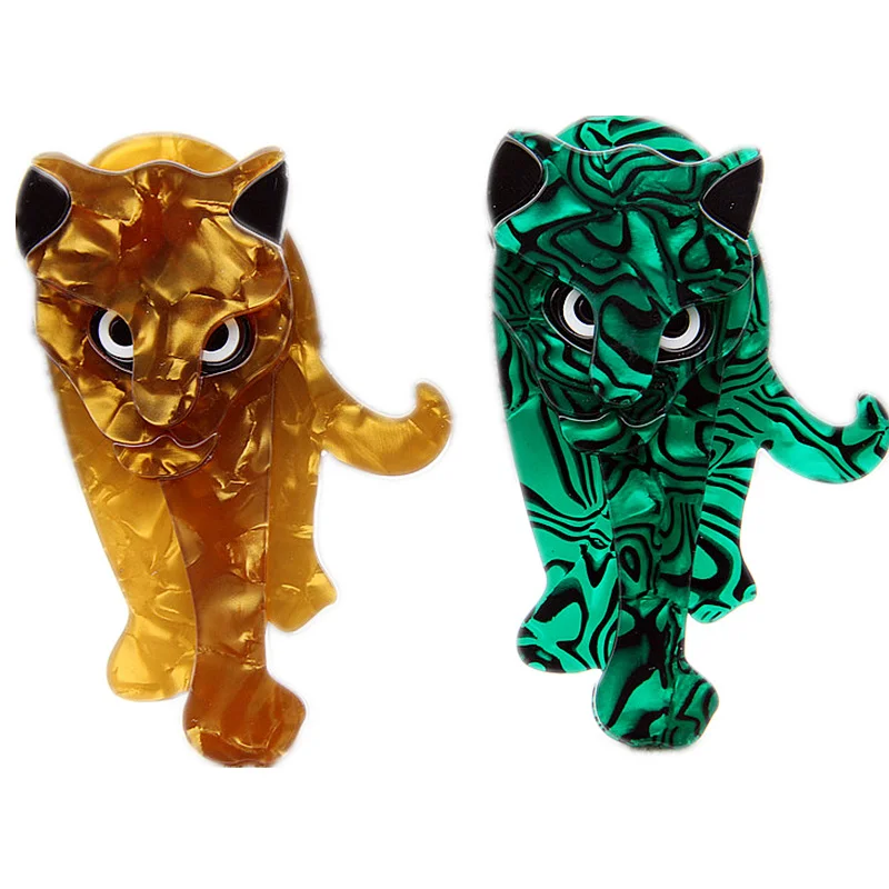 FishSheep Acrylic Leopard Brooches for Women Big Resin Animal Lion Tiger Brooch Pins Female Broches Jewelry Clothing Accessories