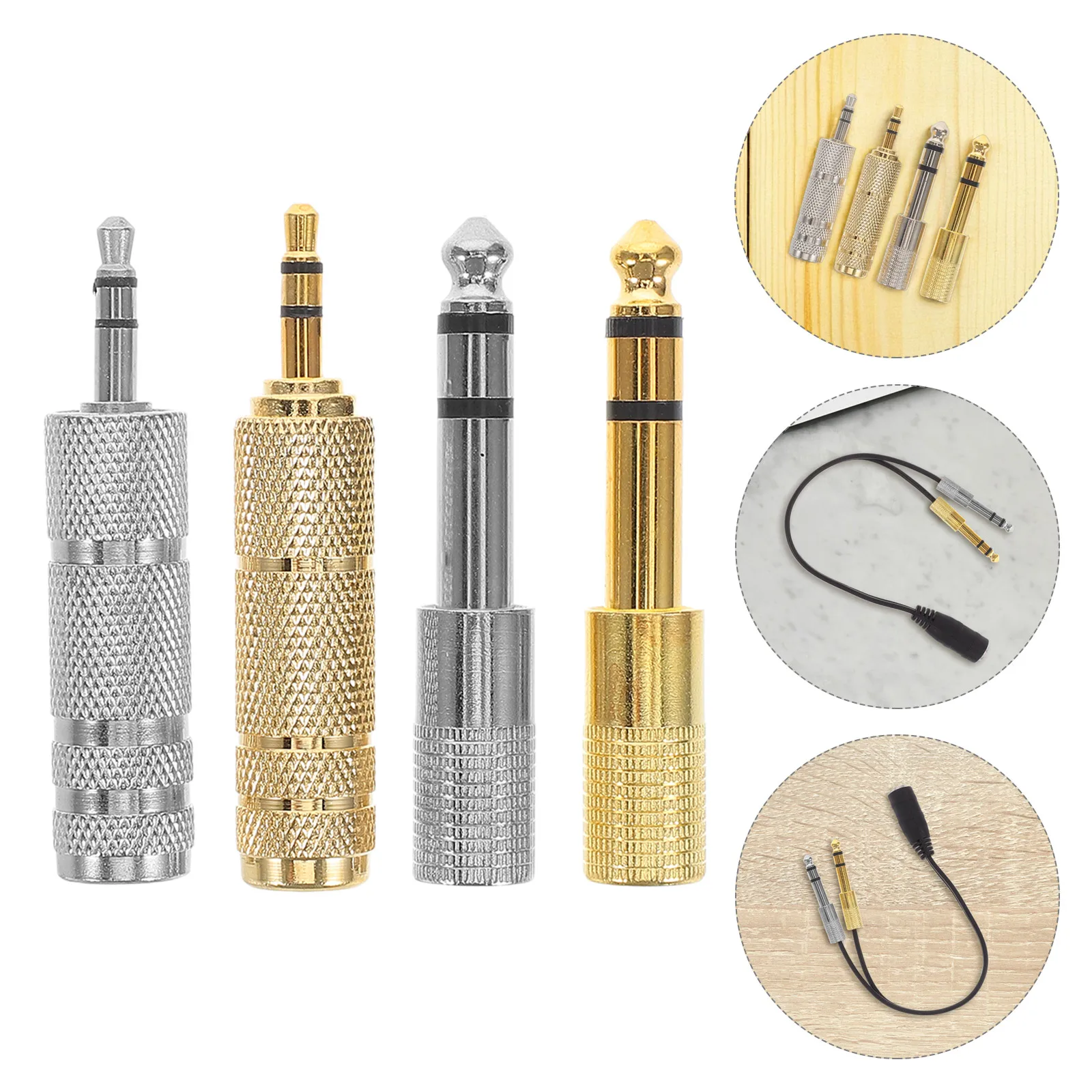 

4pcs Metal Converter For Microphone Jack 6.5Mm To 3.5Mm Bidirectional High-Fidelity Stereo Plug-And-Play Connector For Home