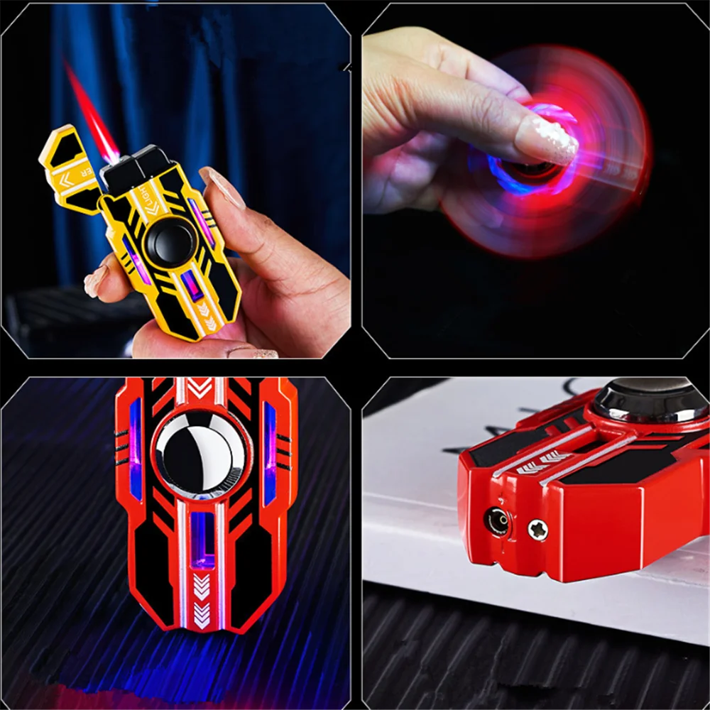 

Tide Play Lighter Mech Rotatable Luminous Windproof Red Flame Butane Torch Lighter Rotating Gyro Lighter Gift for Boyfriends