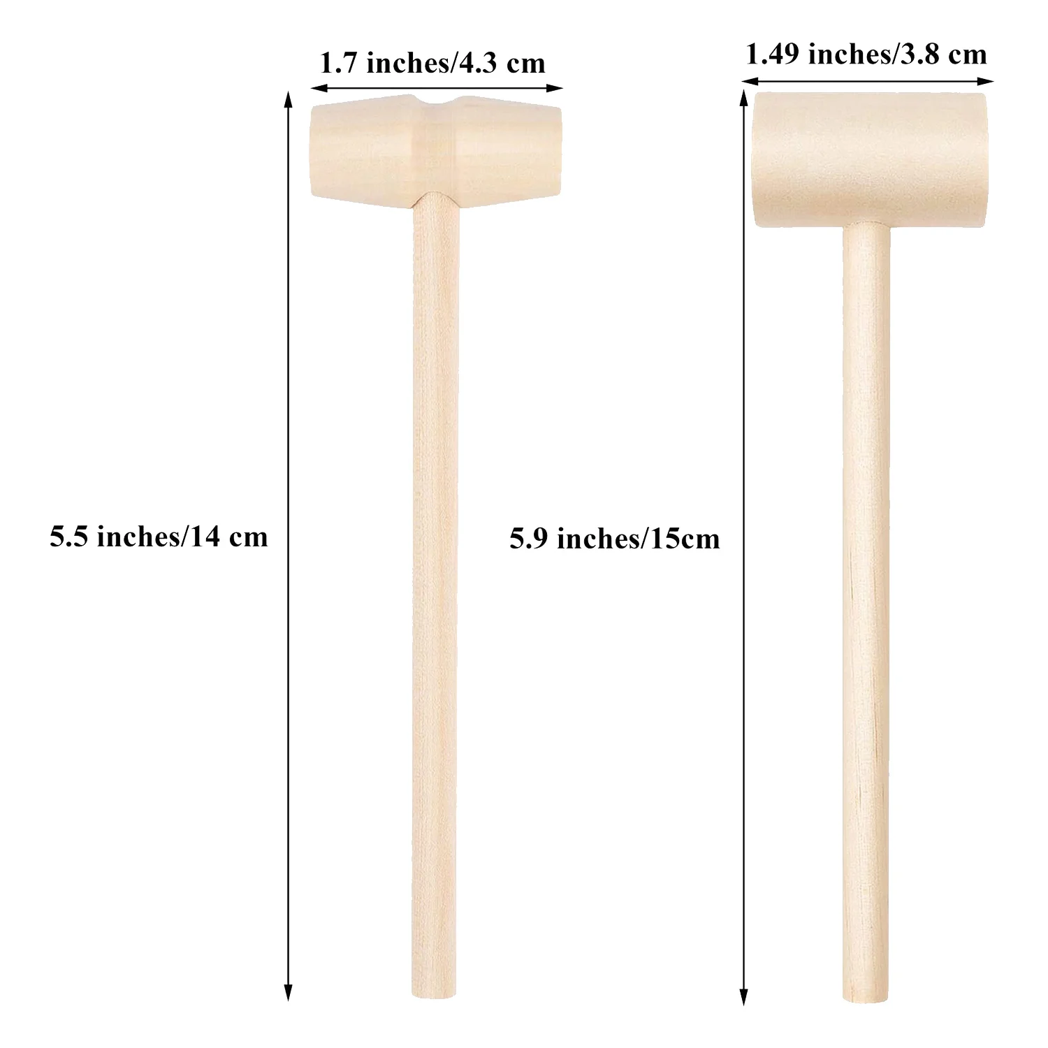 24 Pcs Wooden Crab or Lobster Mallets Seafood Hammers Hardwood Crab Hammer for Cracking Seafood Chocolate