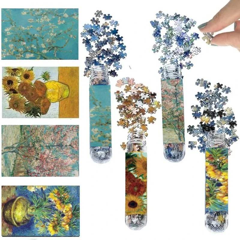 600pcs Mini Puzzle Adult 10x15cm Monet Flower Series Oil Painting Famous Painting Adult Puzzle Collection