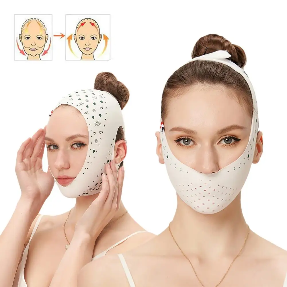 Bandage facial réglable en forme de V, ceinture de levage, outil de bandes de sculpture du visage, masque double lifting pour la peau du visage et le ruisseau, soins du sommeil SAP, R5K9