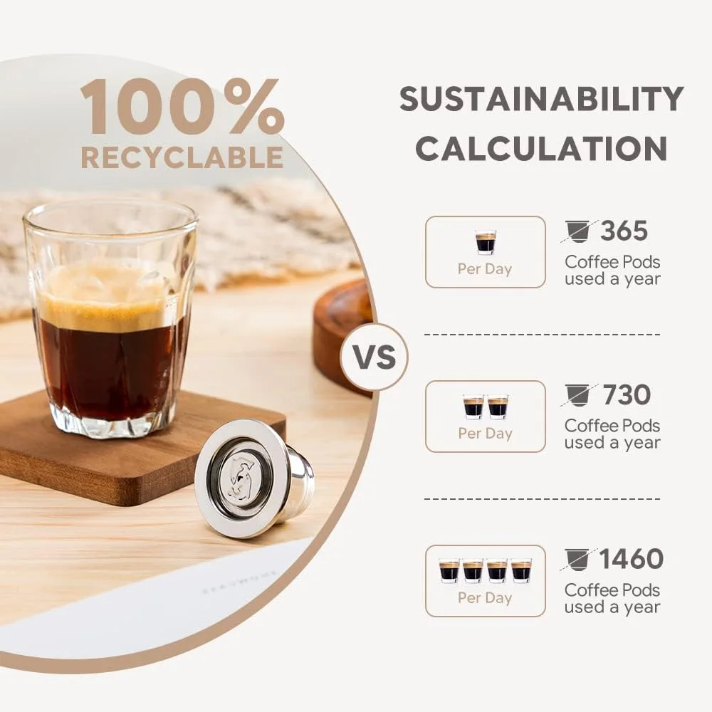 icafilas Reusable Coffee Capsule Pods Crema Expresso Nespresso Coffee Filters fit Mini C30 Coffee Machine Stainless Steel Cup