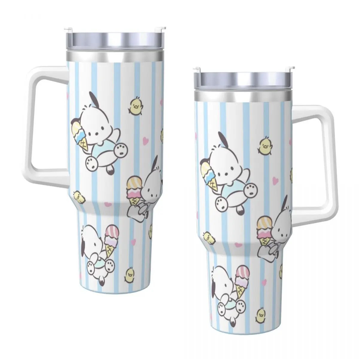 Pochacco Stainless Steel Tumbler Beach Thermal Mug With Straws and Lid Large Capacity Car Mugs Cold Drink Water Bottle