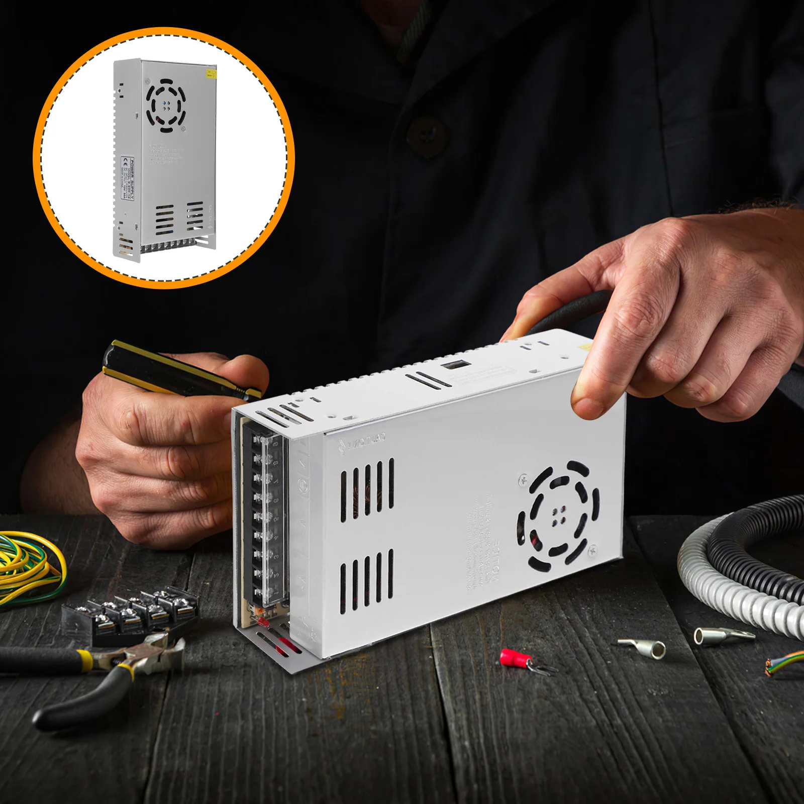 

Адаптер питания светодиодной ленты Серебряный железный ящик Выход постоянного напряжения Защита от перегрузки по току Регулируемый источник питания Низкое напряжение