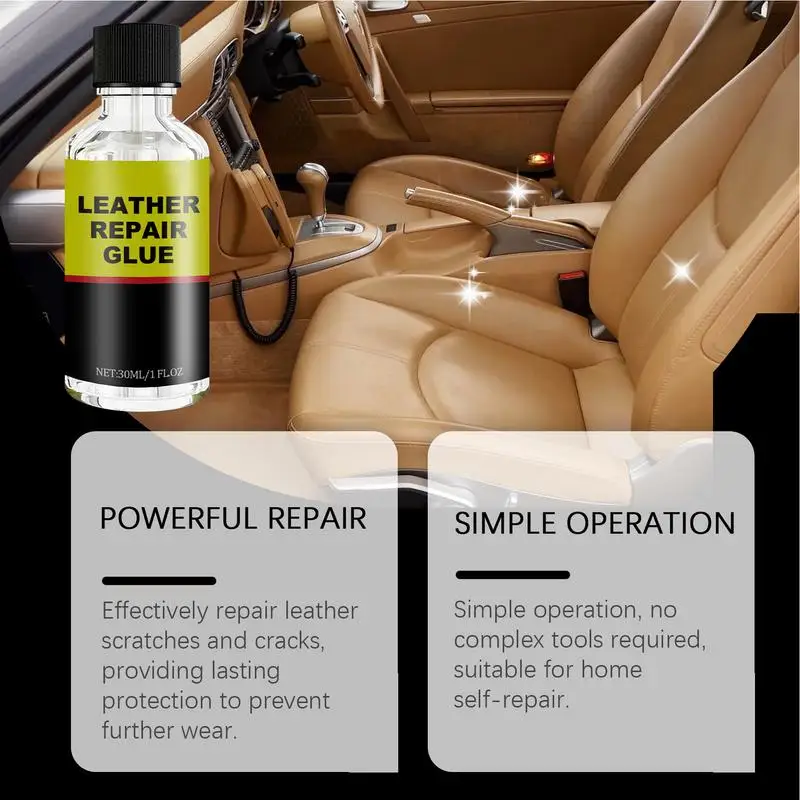 Car Leather Conditioner Polish Repair Filler 30ml Car Seat Scratch Remover Liquid For Car Truck Sedan Pickup Scooter SUV Wheels