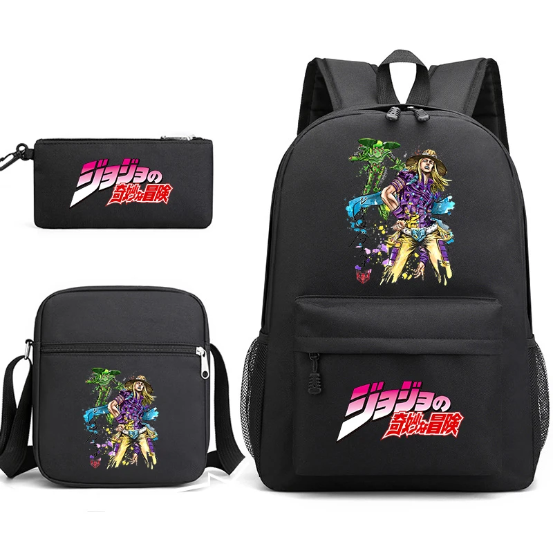 Jojo Bizarre Adventure anime student school bag set kids backpack shoulder bag pencil case 3-piece set back to school gift