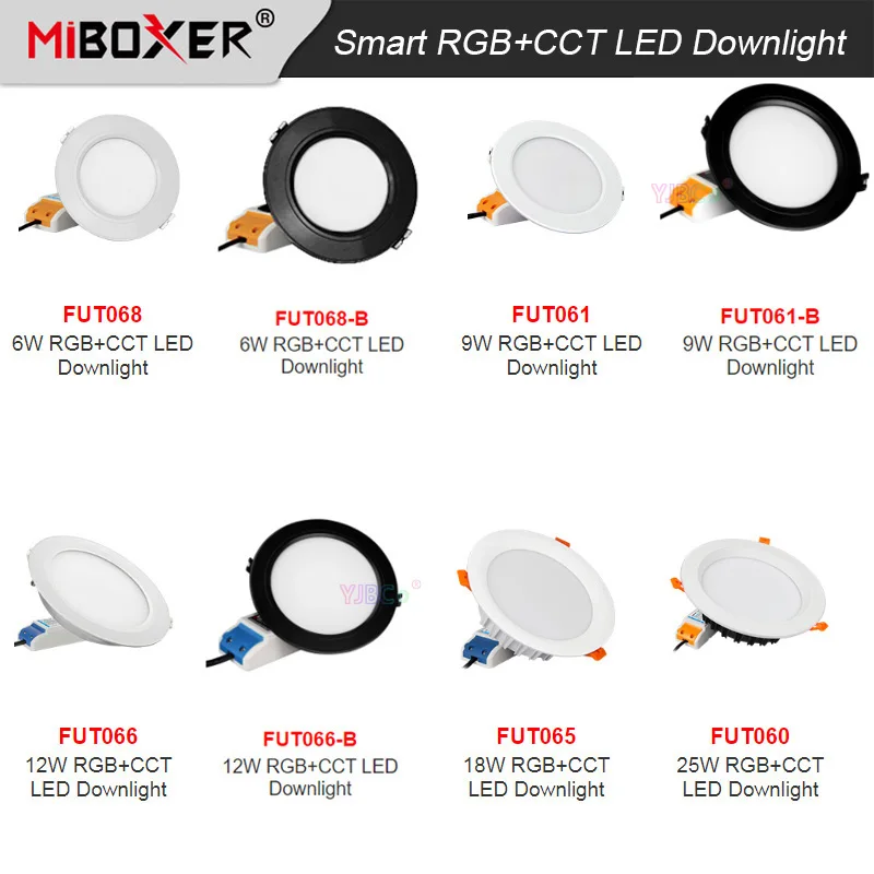 6W/9W/12W/18W/25W RGB+CCT LED Downlight Miboxer Dimmable Ceiling 110V 220V Indoor Panel lamp 2.4G Remote APP Control White/Black