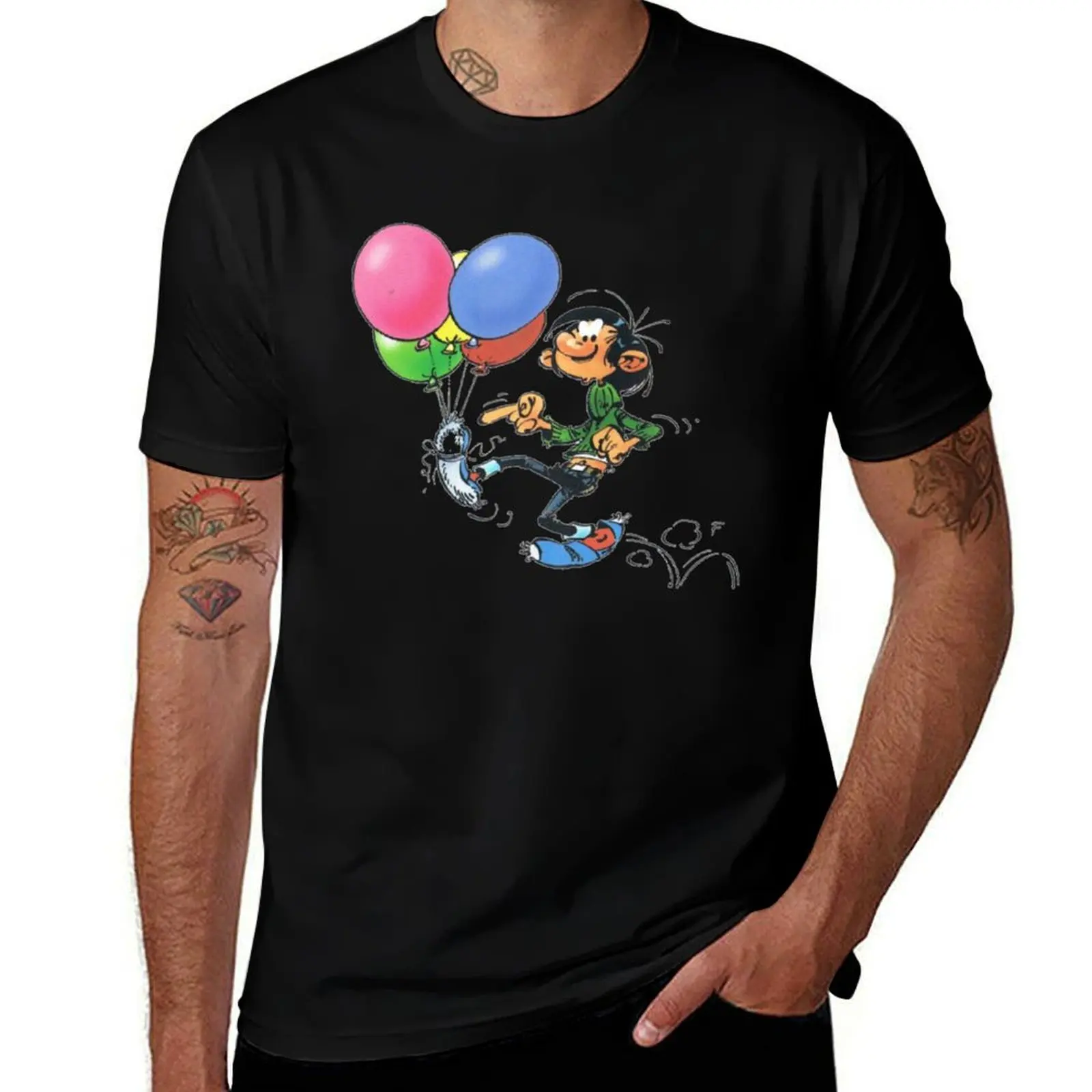 

Anniversaire Gaston Lagaffe classique T-Shirt blue archive man clothes topping Luxury man Men's t-shirt