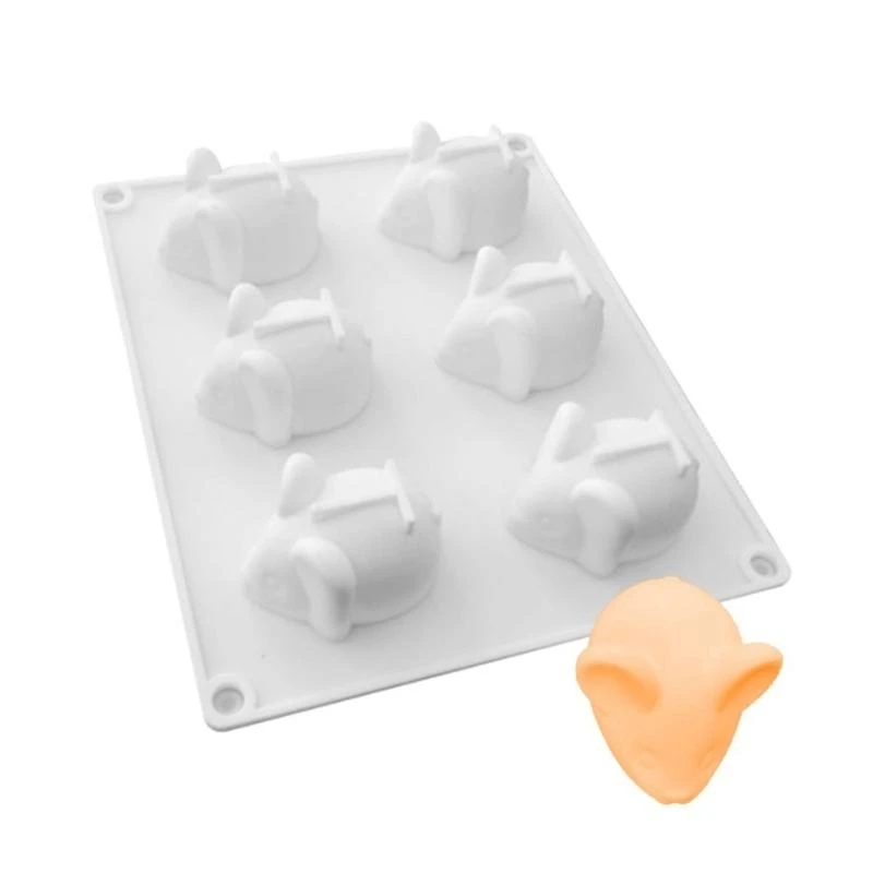 M4YC 6-Cavity Mini Mouse Shaped Silicone Mold DIY Mousse Cake Mold Baking Tool for Making Chocolate Fondant Dessert Durable