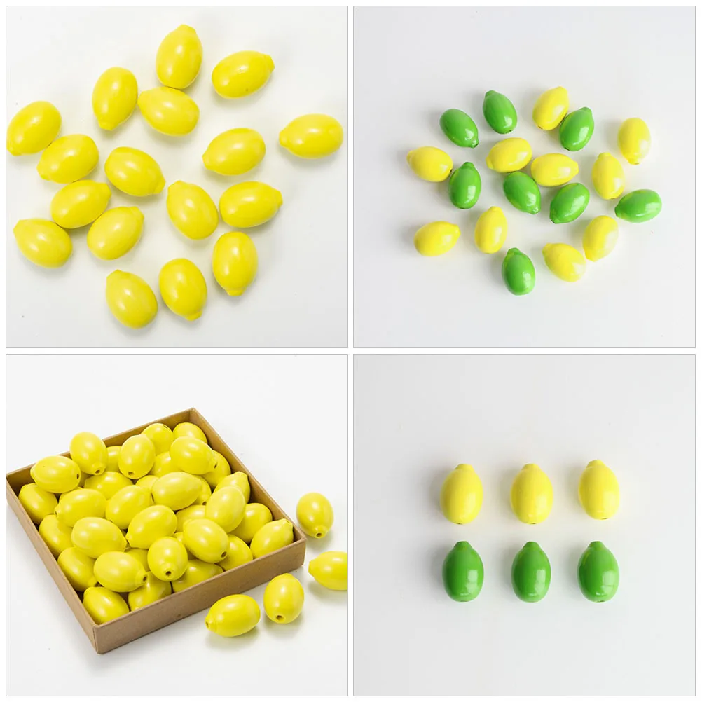 

50Pcs Lemon Shape Wooden Beads High Quality DIY Jewelry Craft Garland Making Supplies DIY Lemon Beads Loose Spacer Beads,