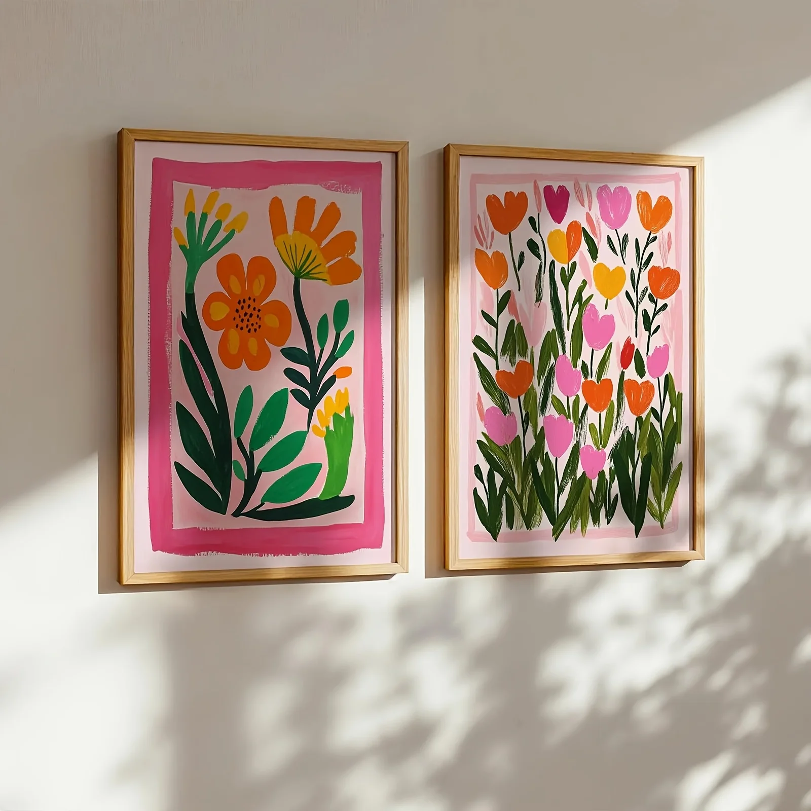 Bohemian Plants & Flowers Canvas Prints Bold Colors Vibrant Landscape Wall Art Poster for Modern Living Room Bathroom Home Decor