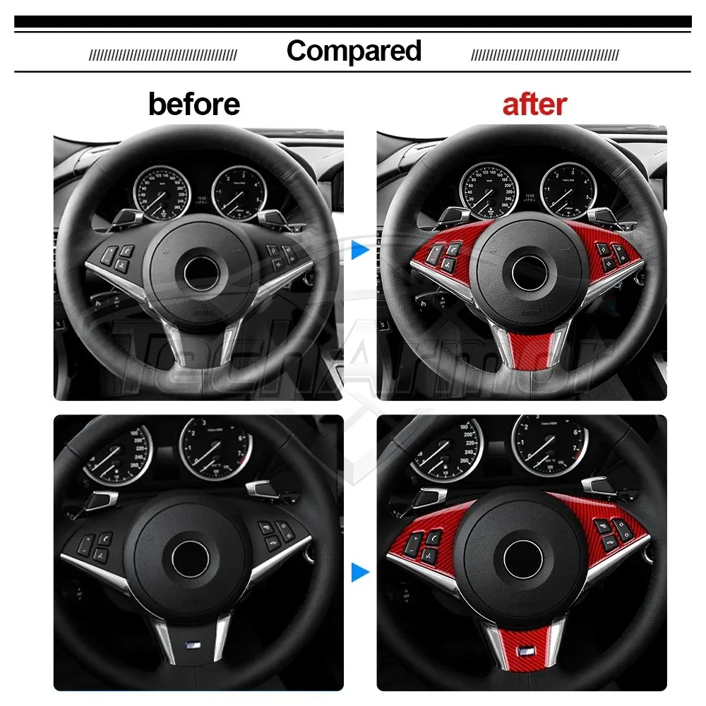 

Комплект накладок из карбона для BMW M6 E63 E64 (модели 2004-2010): рамка кнопок рулевого колеса, панель центральной консоли, наклейки на приборную панель и радио
