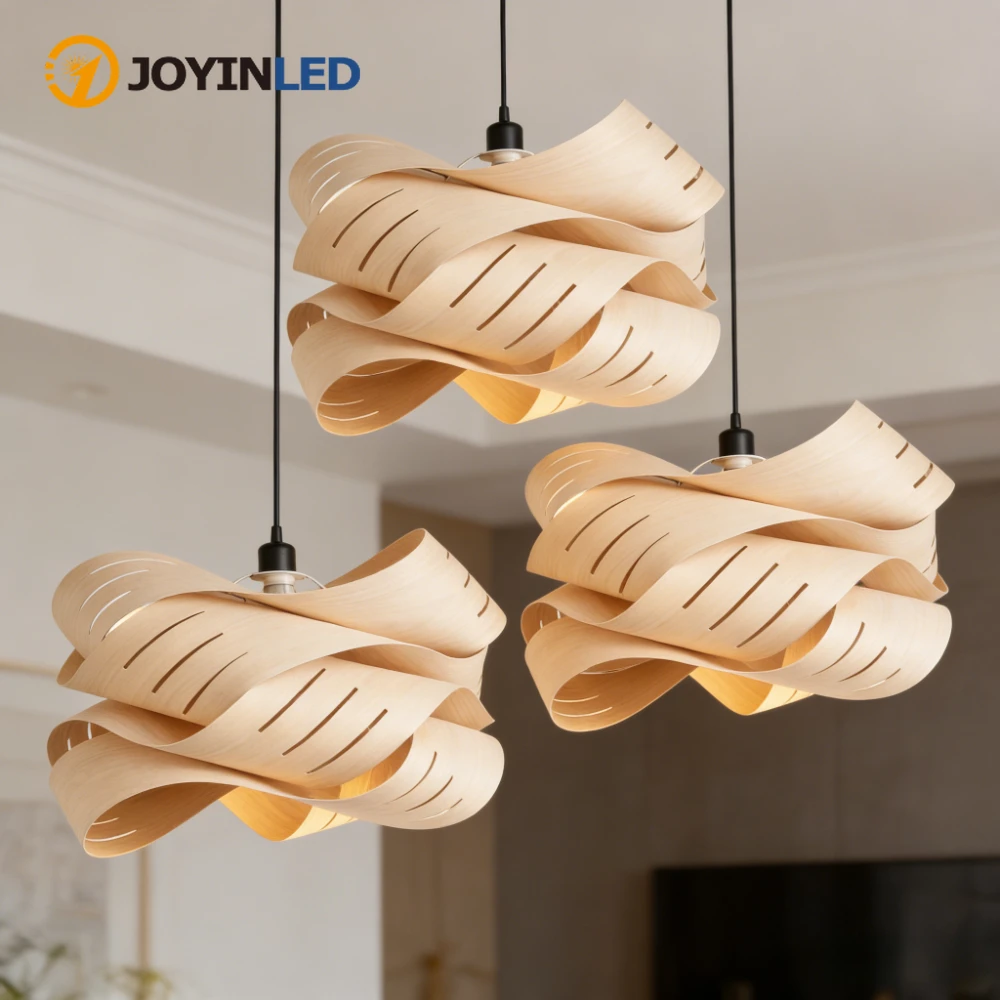 

JOYINLED Rustic Chandelier Wooden Pendant Lamp Handmade Artisan Ceiling Lamp for Dining Room Cafe Modern Farmhouse Natural Decor
