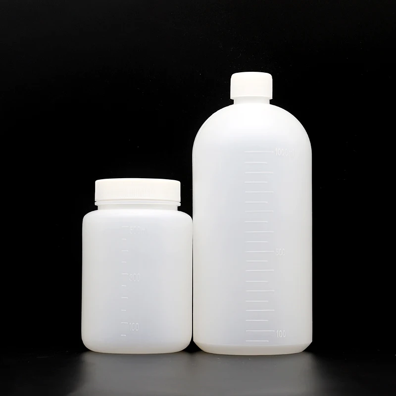 Plastic reagent bottle white large mouth small mouth with scale PE sampling bottle 30 60 100 250 500 1000 2000 2500ml