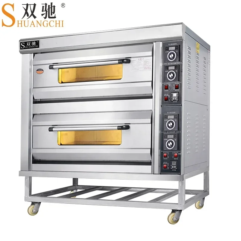 Industrial 2 deck 2 trays Electric pizza baking oven double layer cake bakery equipment built-in ovens