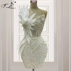 2024 White Cocktail Dresses Short Beaded Pearls Mini Prom Gowns for Women Wedding Party Dance Dress Customized