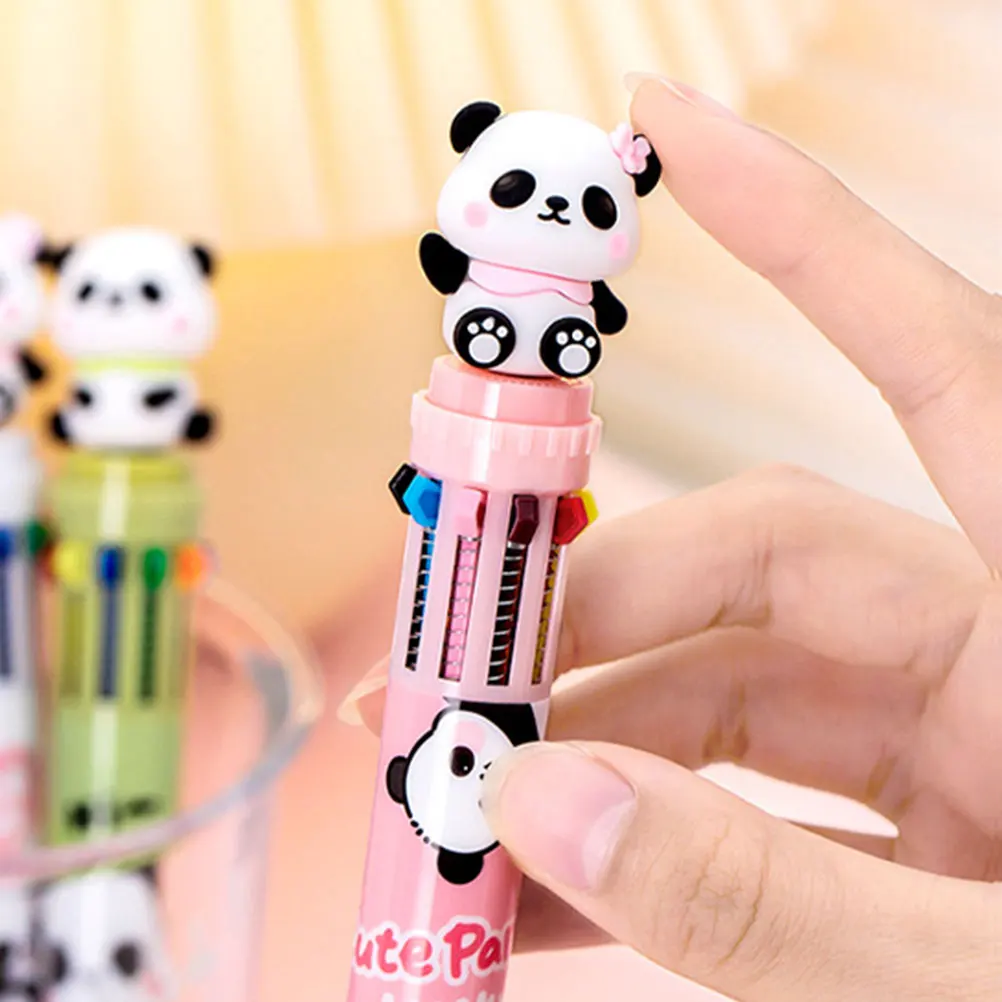 

4pcs Multifunctional Multicolor Panda Ballpoint Pens For Writing Drawing Coloring Daily Use School Office Teenager Supplies
