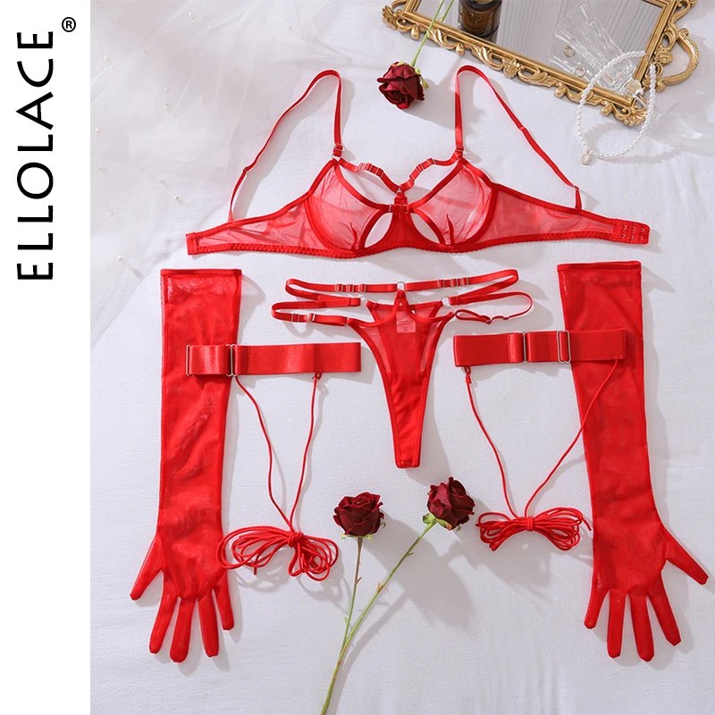 

Ellolace Fancy Lingeries Sexy Hot Adult Harness Set Red Erotic Women's Ethical Underwear with Thigh Strap-on Call Of The Night