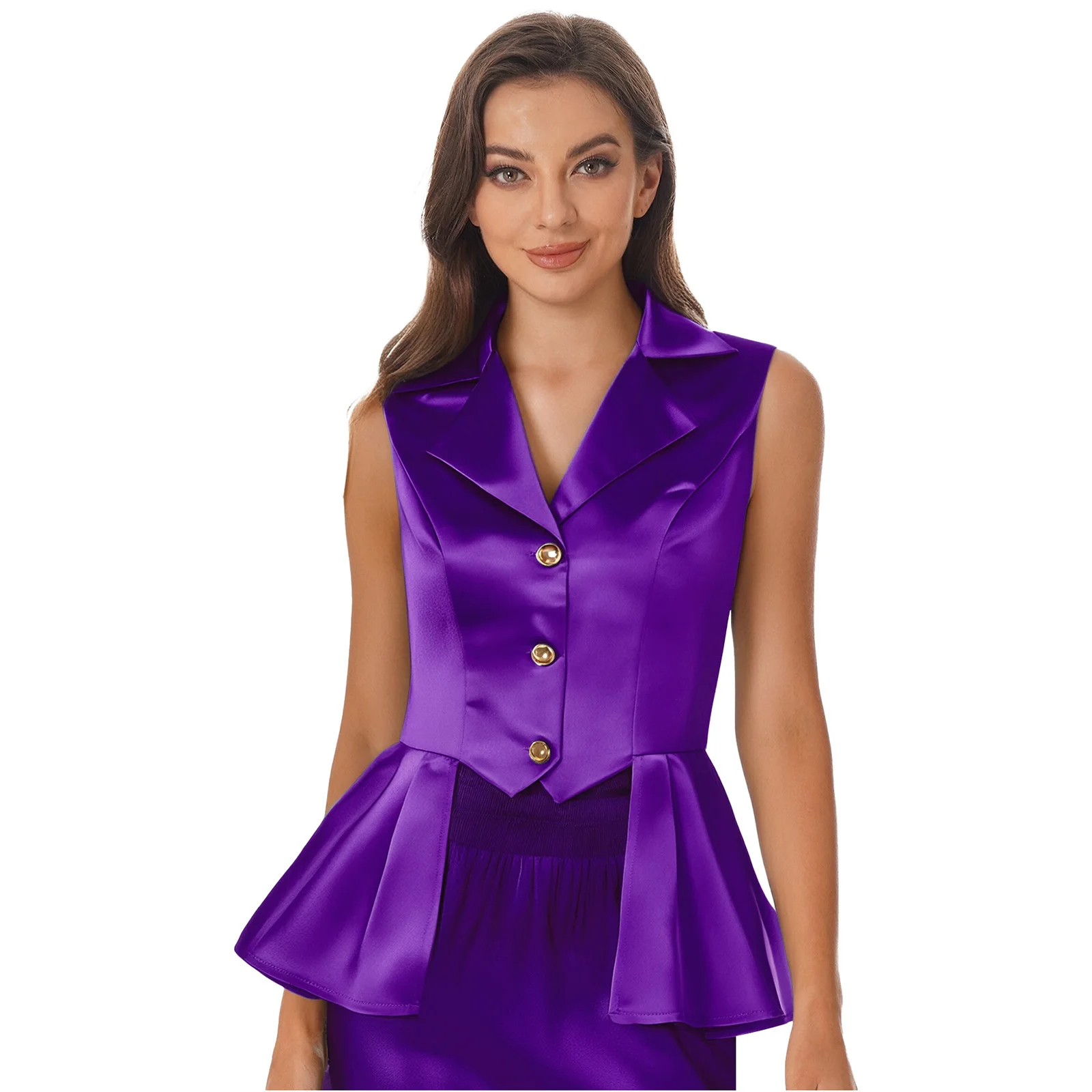 

Women Victorian Stylish T-shirts Top Sleeveless Ruffled Fishtail Formal Party Shirt for Casual Themed Parties Banquet Outfits