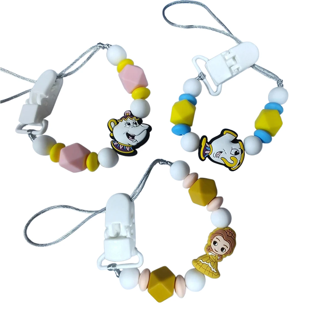 

1pcs Beauty and the Beast Belle princess Baby Pacifier Clip chain Dummy Nipple Holder Chain Newborn Gift Teether Toys