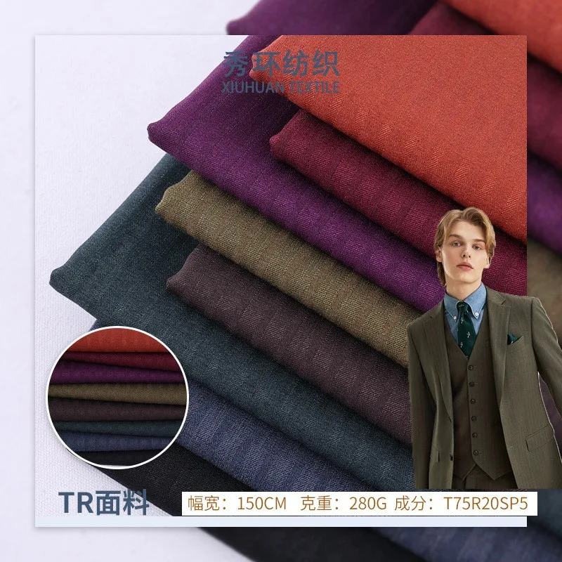 Elastic dark striped suit pants professional attire school uniform fabric