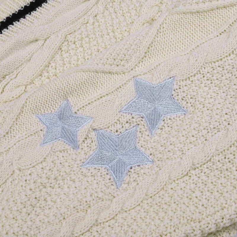 Autumn Tay Women Star Embroidered Cardigan Lor V-neck Knitted Sweater Fashion Warm Swif T Beige Holiday Cardigan Women Cardigan