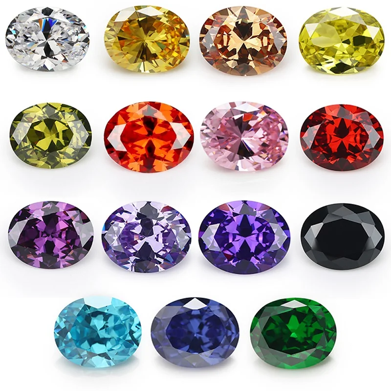 1pcs Per Color Total 15pcs Oval Shape Loose Cubic Zirconia Stone Mix 15 Colours CZ Synthetic Gemstone for Jewelry Making
