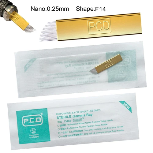 Imagen 2 del producto 50/100 Uds PCD agujas de Microblading F12/F14/U19 maquillaje permanente Manual aguja de tatuaje de cejas cuchillas de Microblading Microblading
