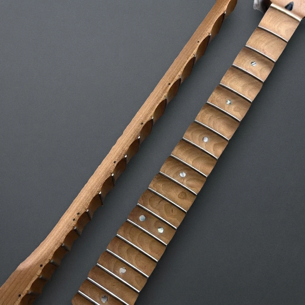 Wave Pattern Abalone Position Marks ST Neck, Dark Fretboard, 22 Frets, Adjustable Truss Rod, Standard Scale, 56mm Heel Part