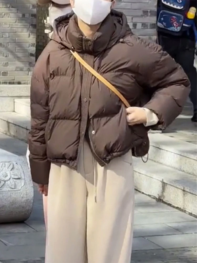 

Корейская утепленная хлопковая куртка-пуховик для женщин, зимнее пальто с молнией, длинными рукавами, однотонное