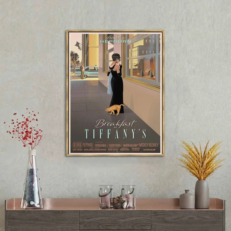 Audrey Hepburn śniadanie w Tiffany\'s Vintage film plakaty i druki obraz na płótnie obraz obraz pokoju dekoracja domu prezent