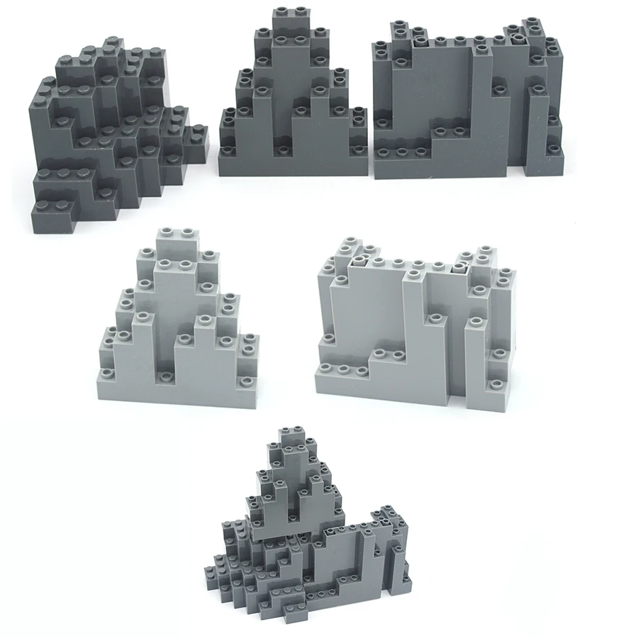 2Pcs Rock Panel 6082 6083 23996 Rockery Rock Mound Garden Park Building Blocks MOC Parts City Accessories Bricks Toy for Kid